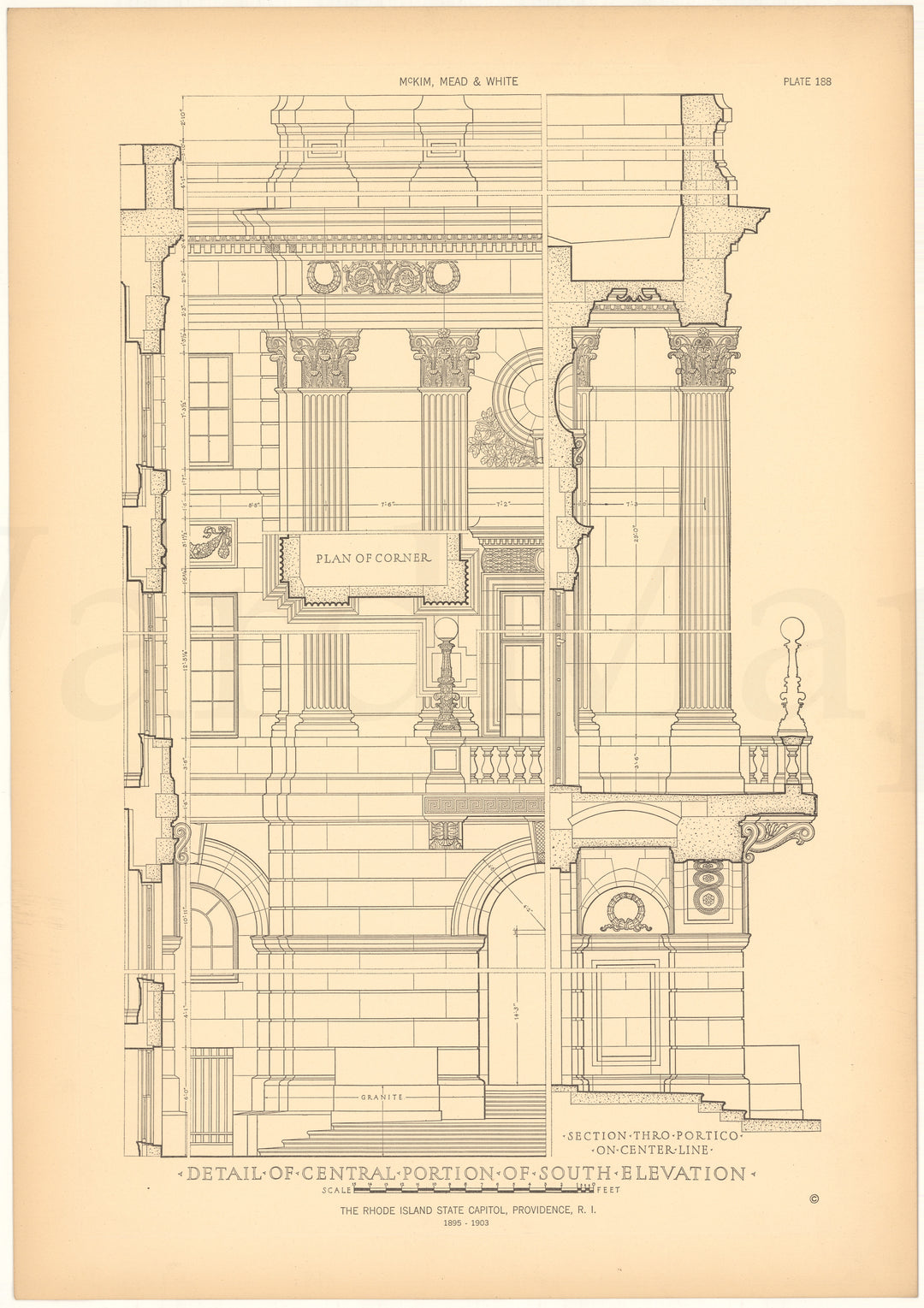 McKim, Mead & White Plate 188: Rhode Island State Capitol 1903