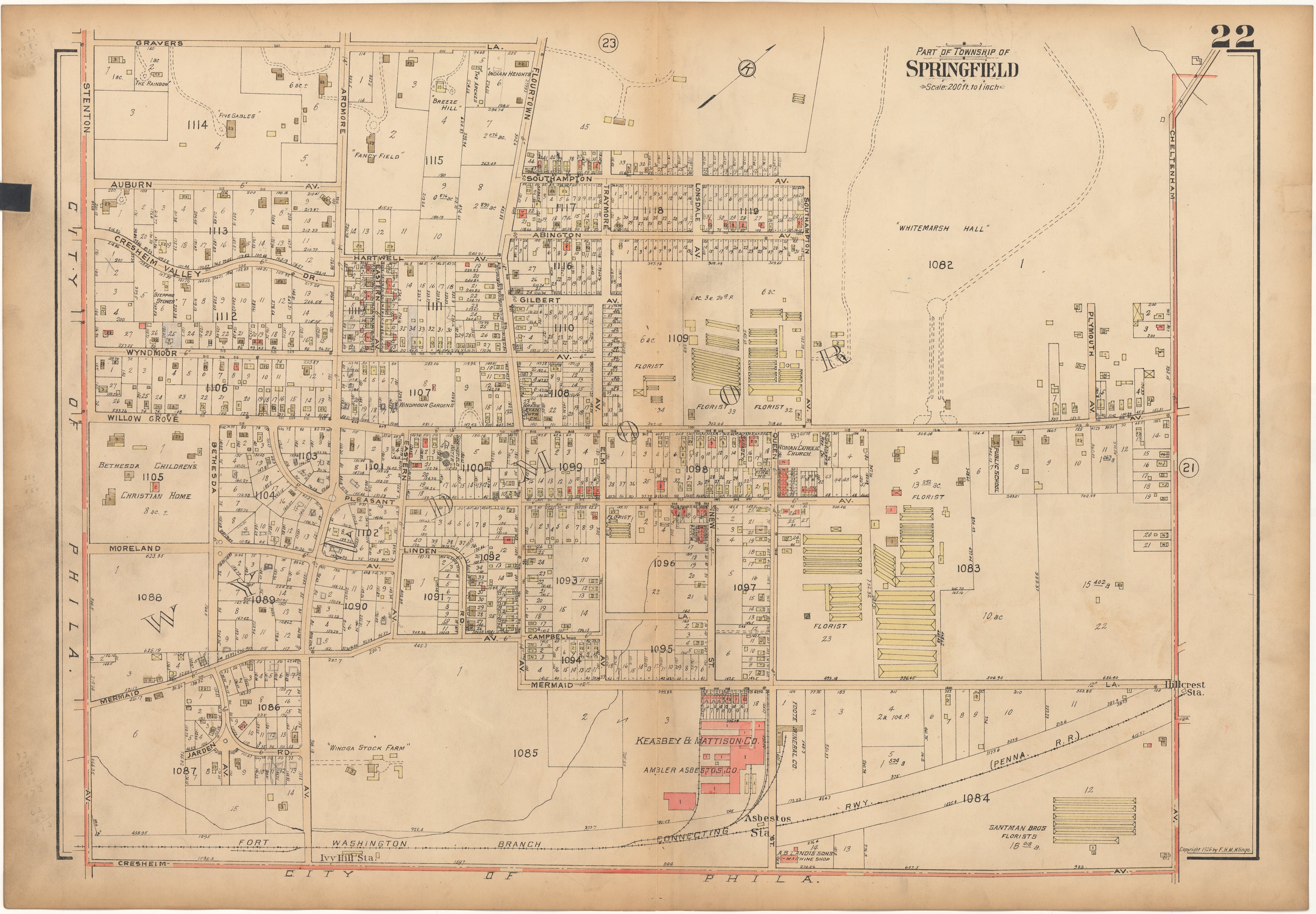 Montgomery County, Pennsylvania 1927 Plate 22: Springfield – WardMaps LLC
