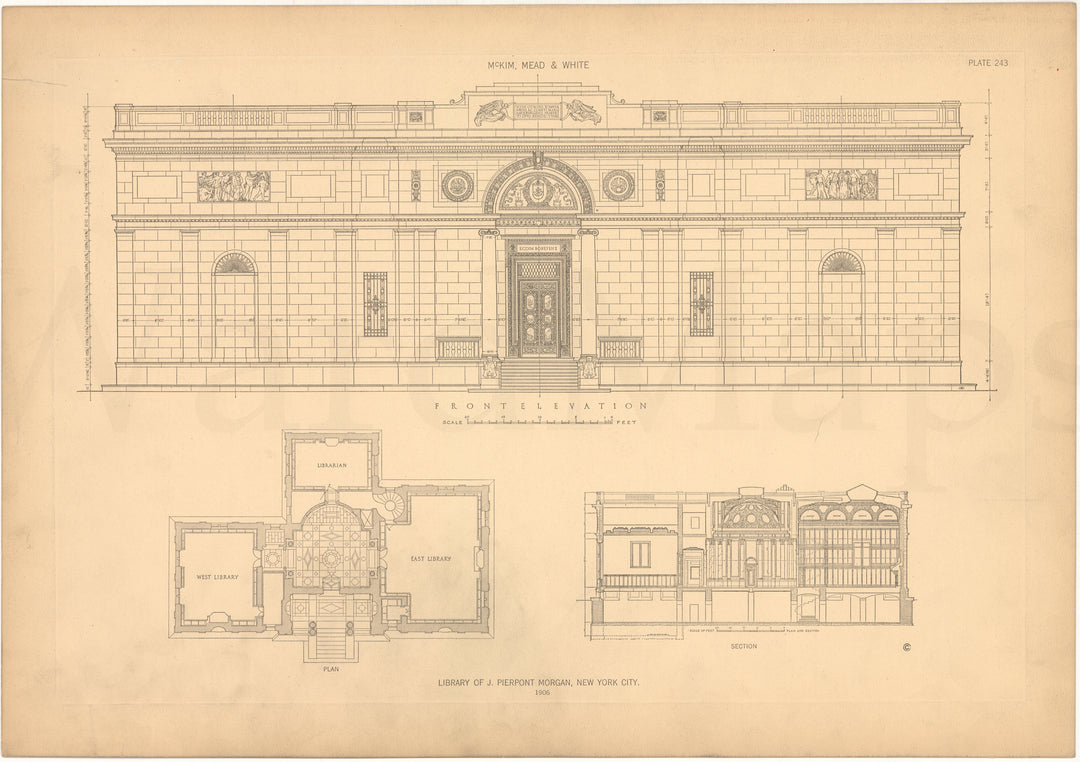 McKim, Mead & White Plate 243: Morgan Library, New York, NY 1906