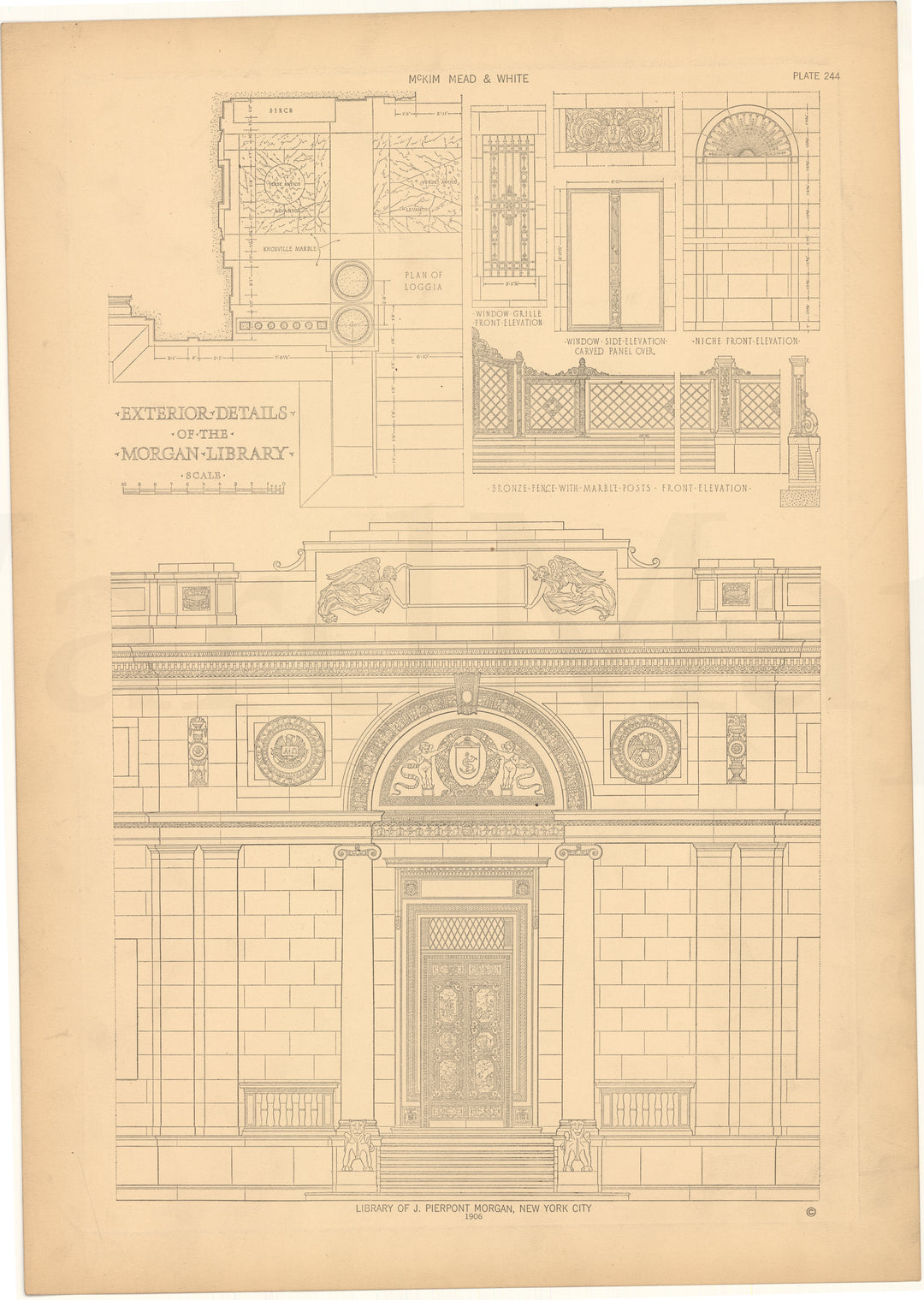 McKim, Mead & White Plate 244: Morgan Library, New York, NY 1906