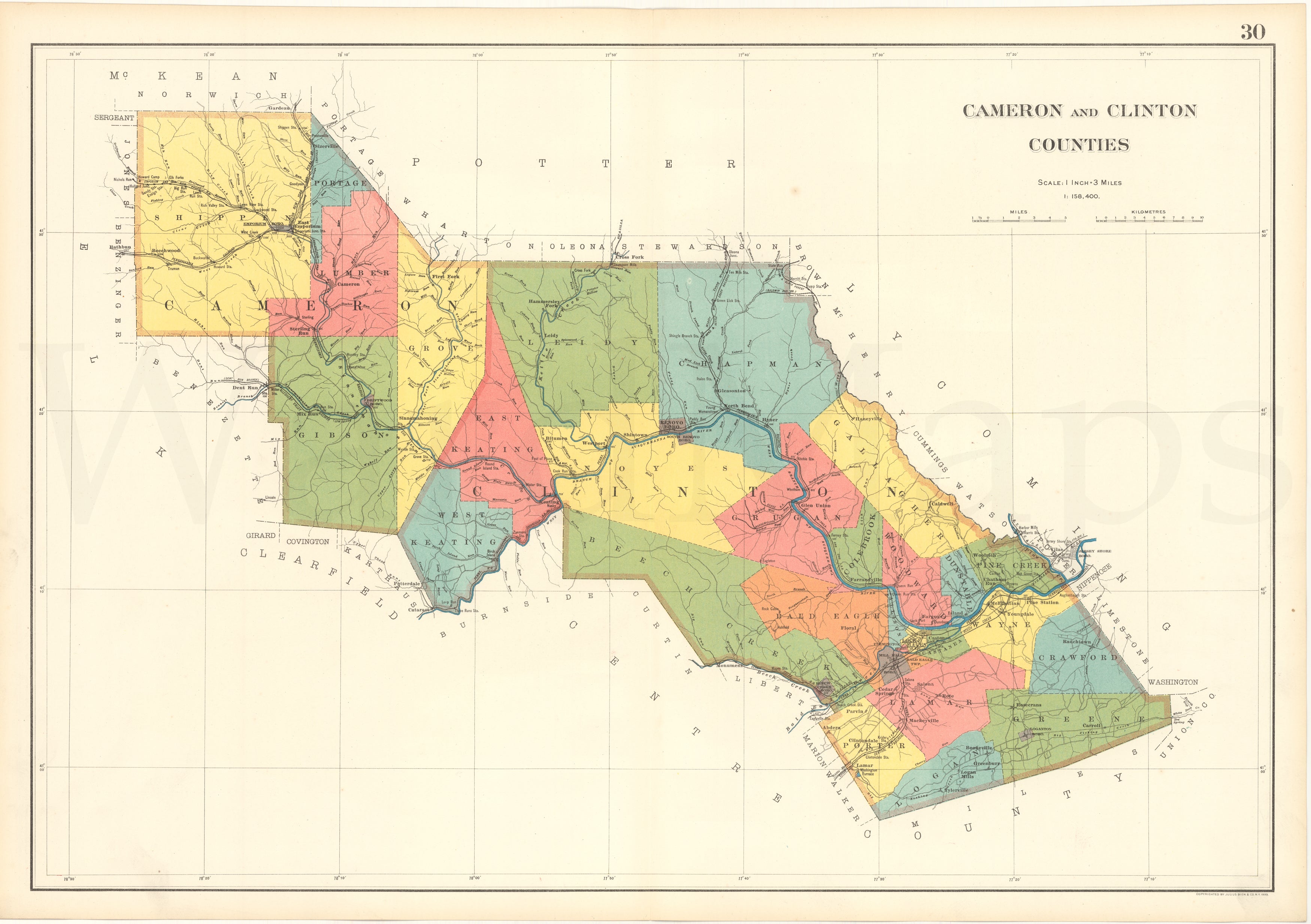 Pennsylvania 1901 Plate 30: Cameron and Clinton Counties – WardMaps LLC