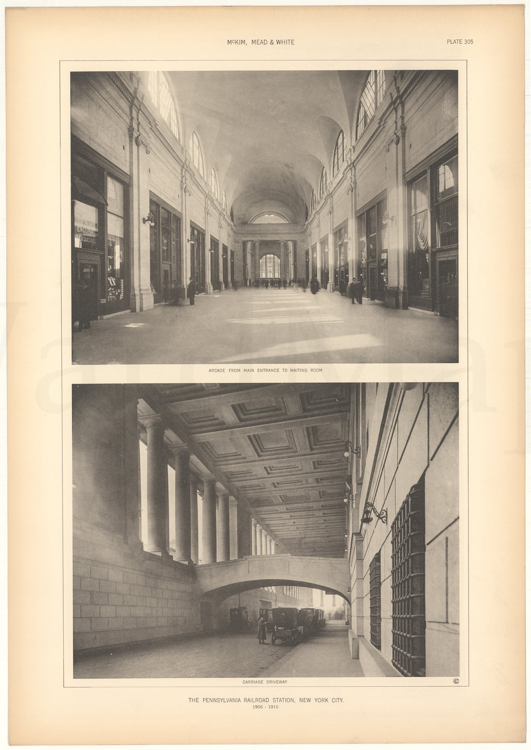 McKim, Mead & White Plate 305: Pennsylvania Station, New York, NY 1906-1910