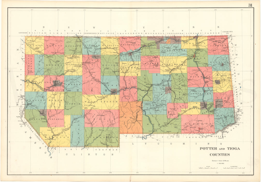 Pennsylvania 1901 Plate 31: Potter and Tioga Counties