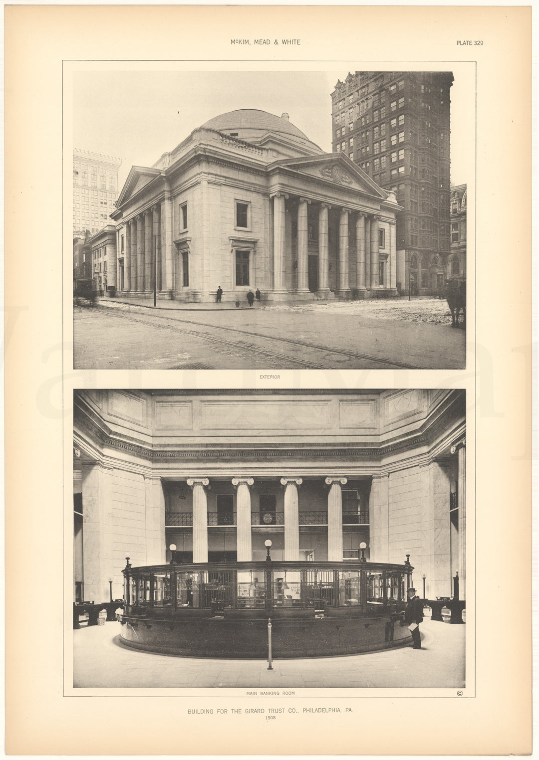 McKim, Mead & White Plate 329: Girard Trust Co., Philadelphia, Pennsylvania 1908