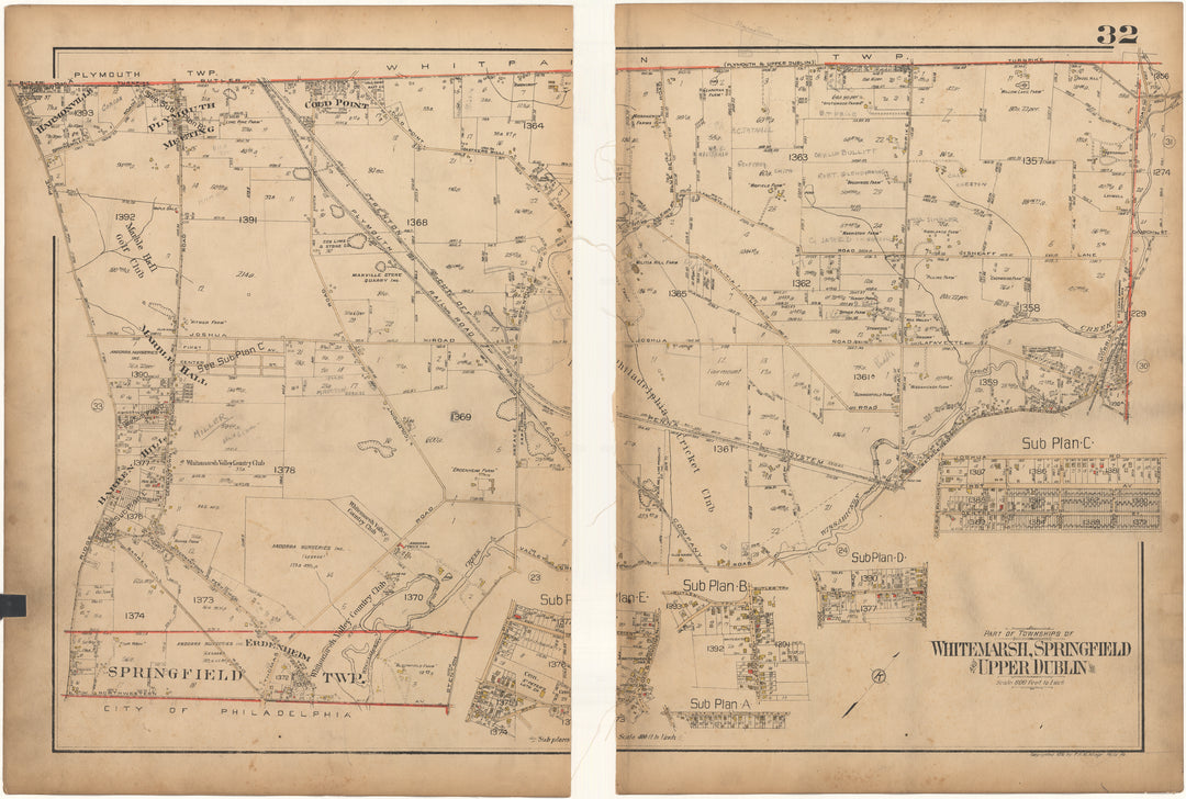 Montgomery County, Pennsylvania 1927 Plate 32: White Marsh, Springfield, and Upper Dublin