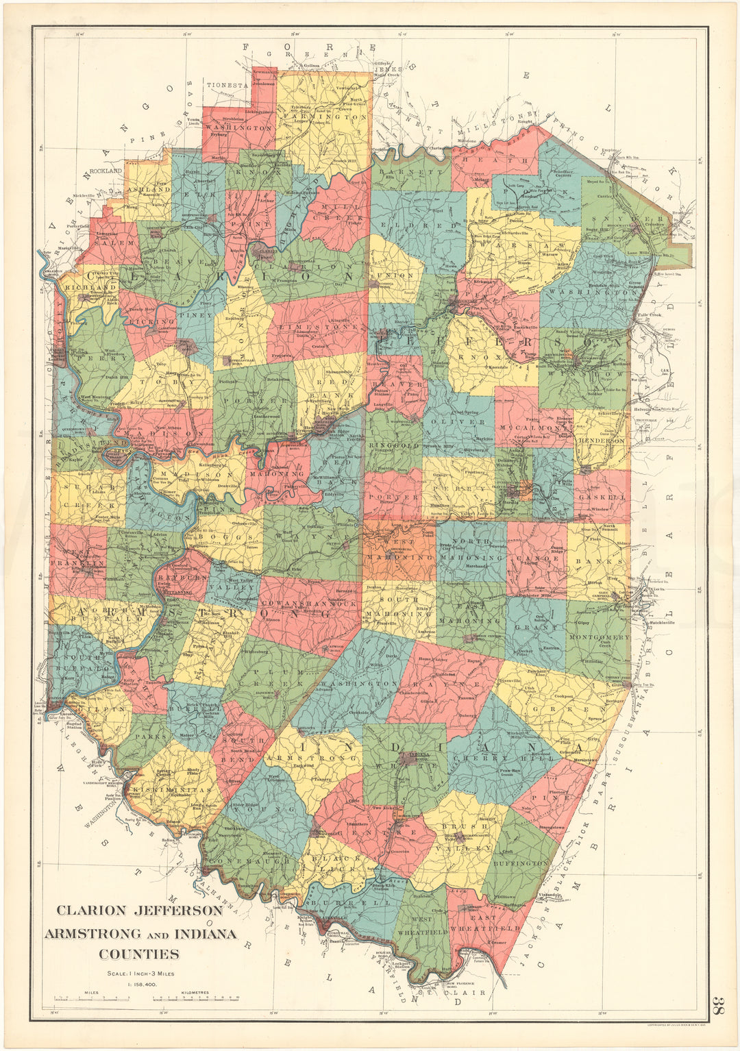 Pennsylvania 1901 Plate 38: Armstrong, Clarion, Indiana, and Jefferson Counties