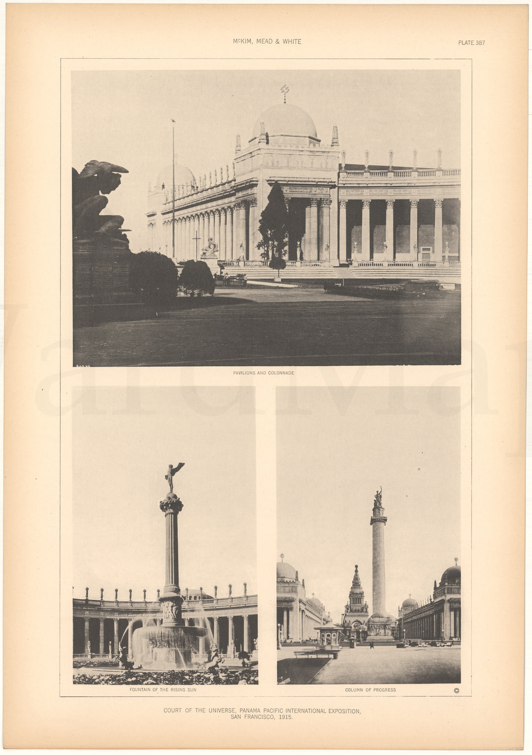 McKim, Mead & White Plate 387: Panama Pacific Exposition, San Francisco, California 1915