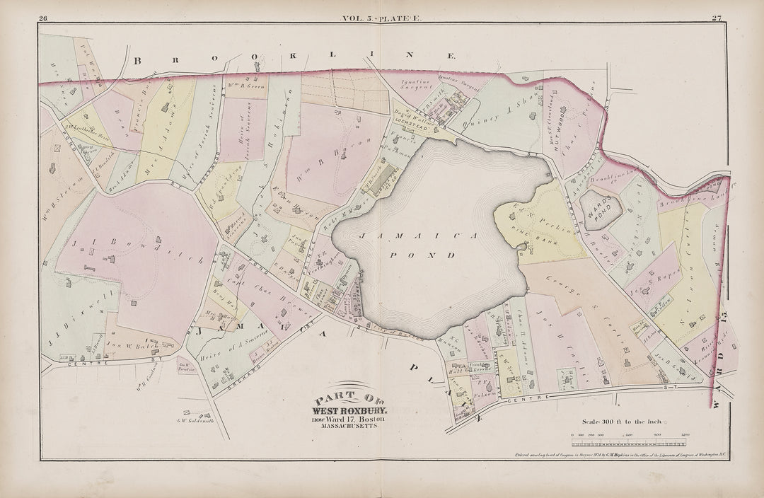 Suffolk County, Massachusetts Vol. 5 1874 Plate E: Jamaica Plain