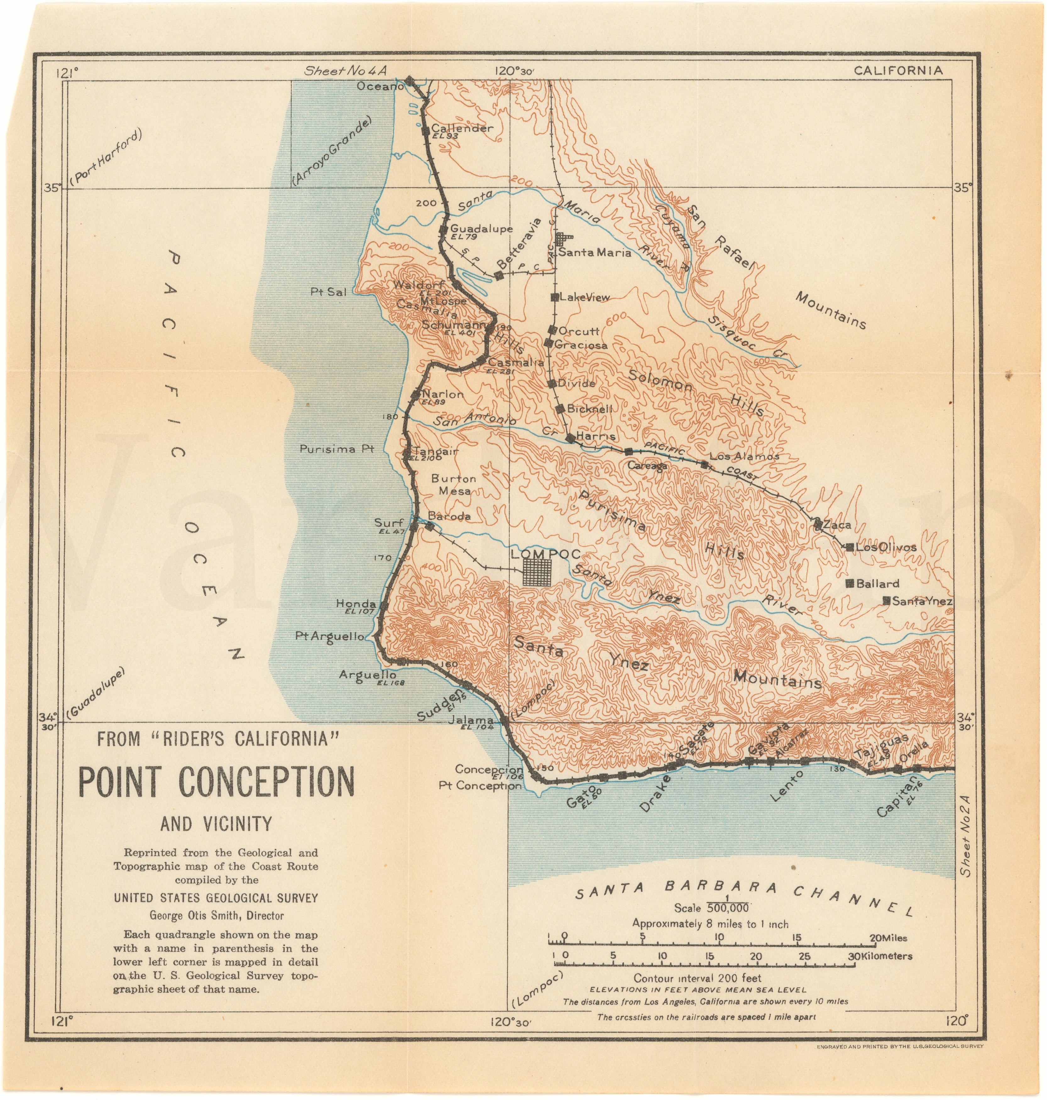 Point Conception, California 1925 – WardMaps LLC
