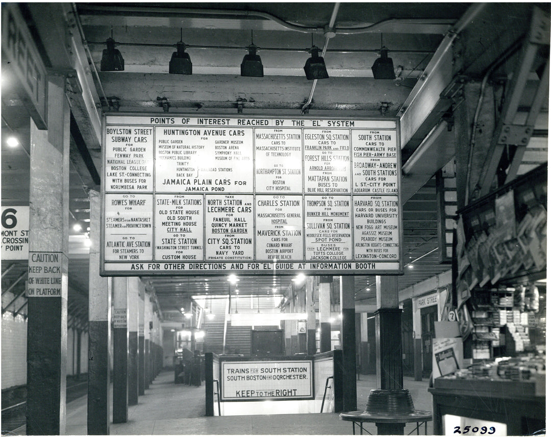 Park Street Station Points of Interest Board, Boston, Massachusetts Circa 1930