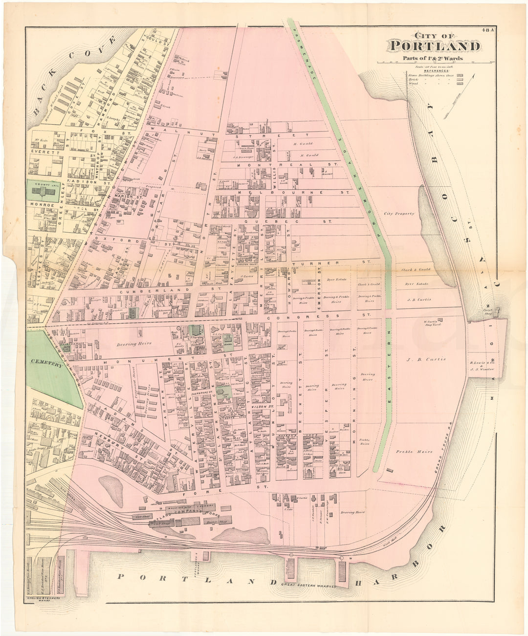 Portland, Maine 1871 Plate A: East End, East Bayside