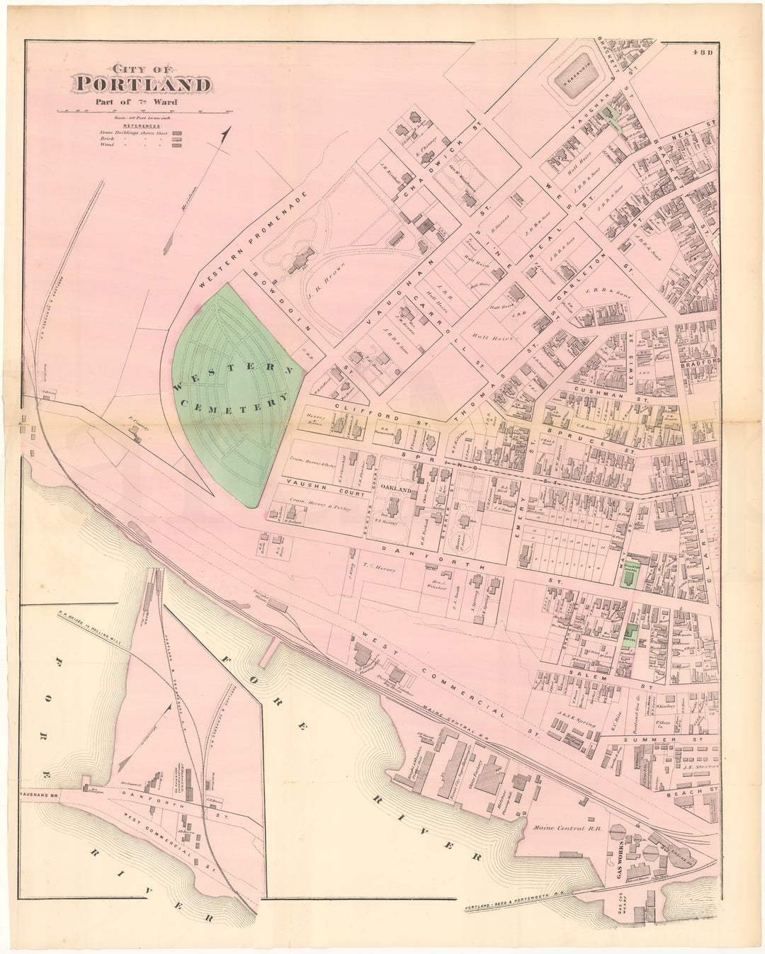 Portland, Maine 1871 Plate D: West End