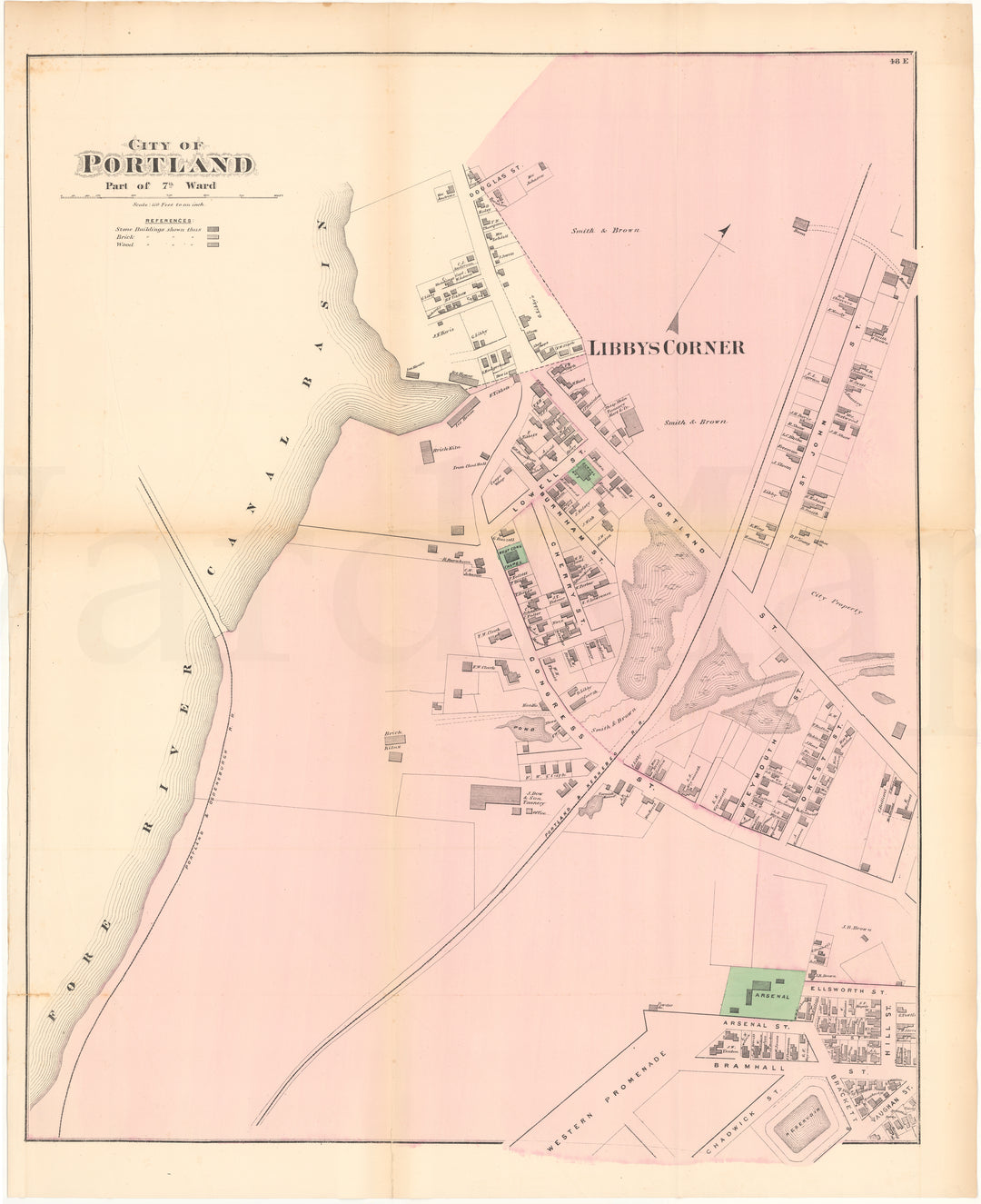 Portland, Maine 1871 Plate E: Valley Street, West End