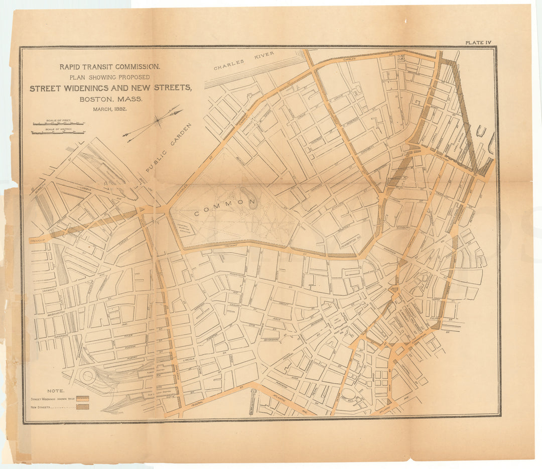 RTC Report 1892 Plate 04: Proposed Street Widenings and New Streets, Boston, Massachusetts