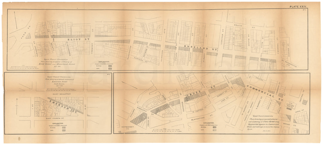 RTC Report 1892 Plate 24: Proposed Street Widenings in Boston, Massachusetts