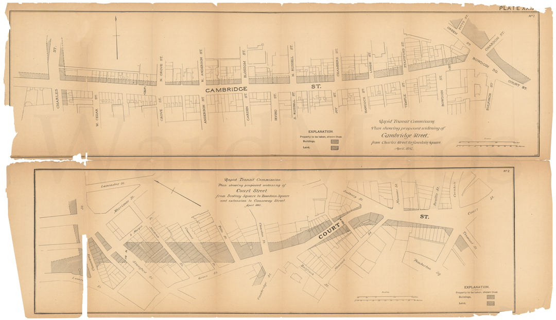 RTC Report 1892 Plate 29: Proposed Street Widenings in Boston, Massachusetts