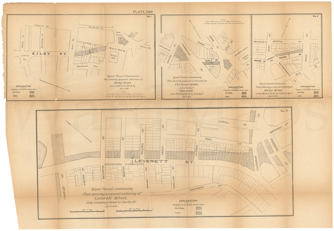 RTC Report 1892 Plate 26: Proposed Street Widenings in Boston, Massachusetts