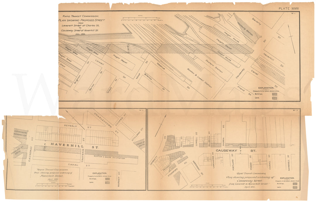 RTC Report 1892 Plate 28: Proposed Street Widenings Boston, Massachusetts: North Station