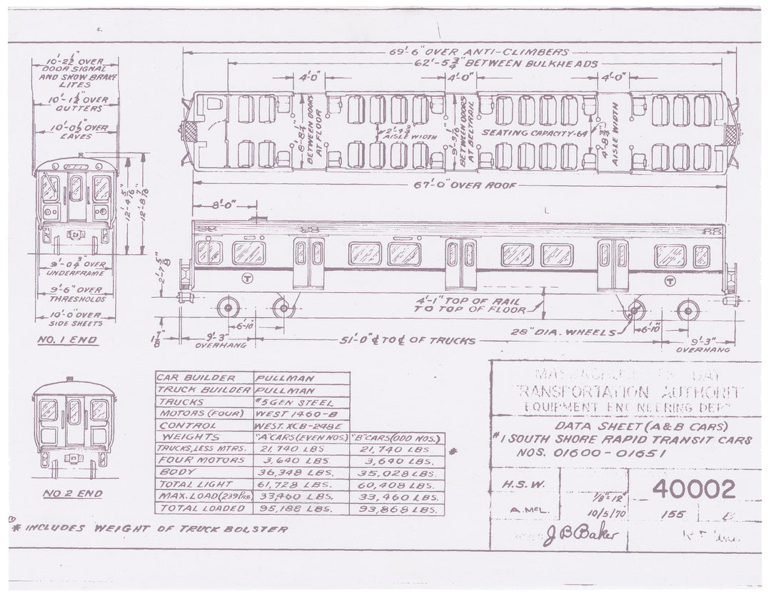 MBTA Red Line 01600-Series Rapid Transit Car 1970