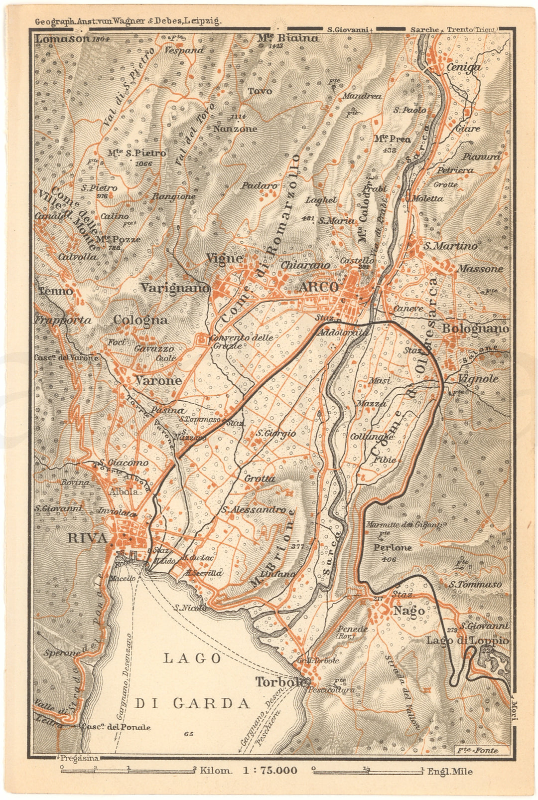Riva del Garda and Arco Region, Italy 1911 (E. Alps)