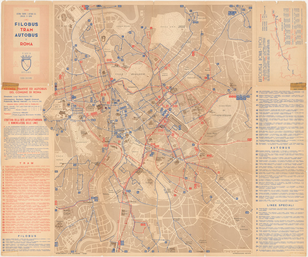 Rome, Italy ATAC Transit System Circa Late 1950s (Side A)
