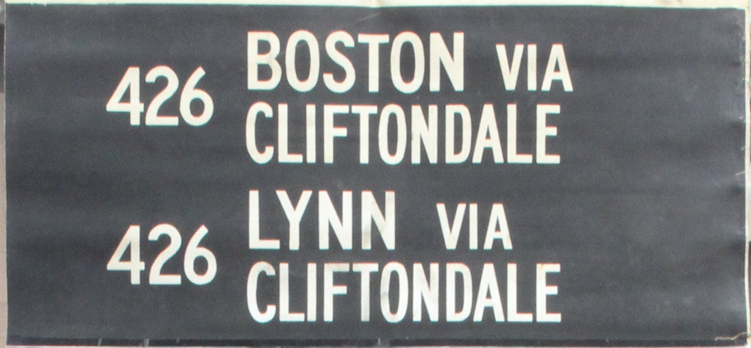 E. Mass. St. Ry. Co. Rollsign Curtain: 426 Boston and Lynn