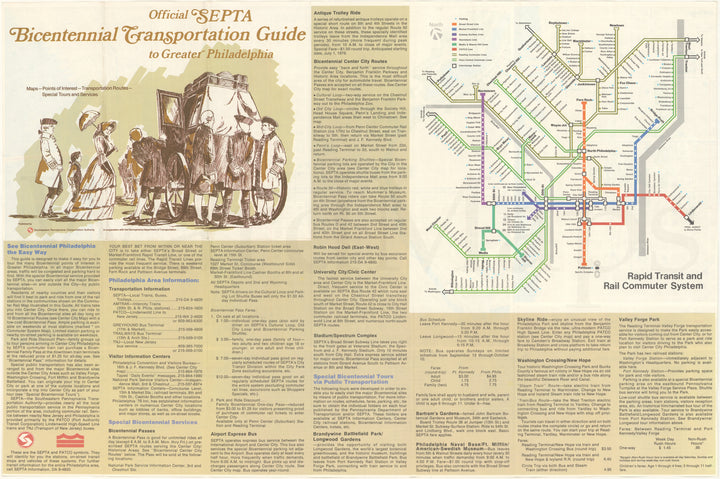 SEPTA (Philadelphia, Pennsylvania) Bicentennial Transportation Guide and Map 1976