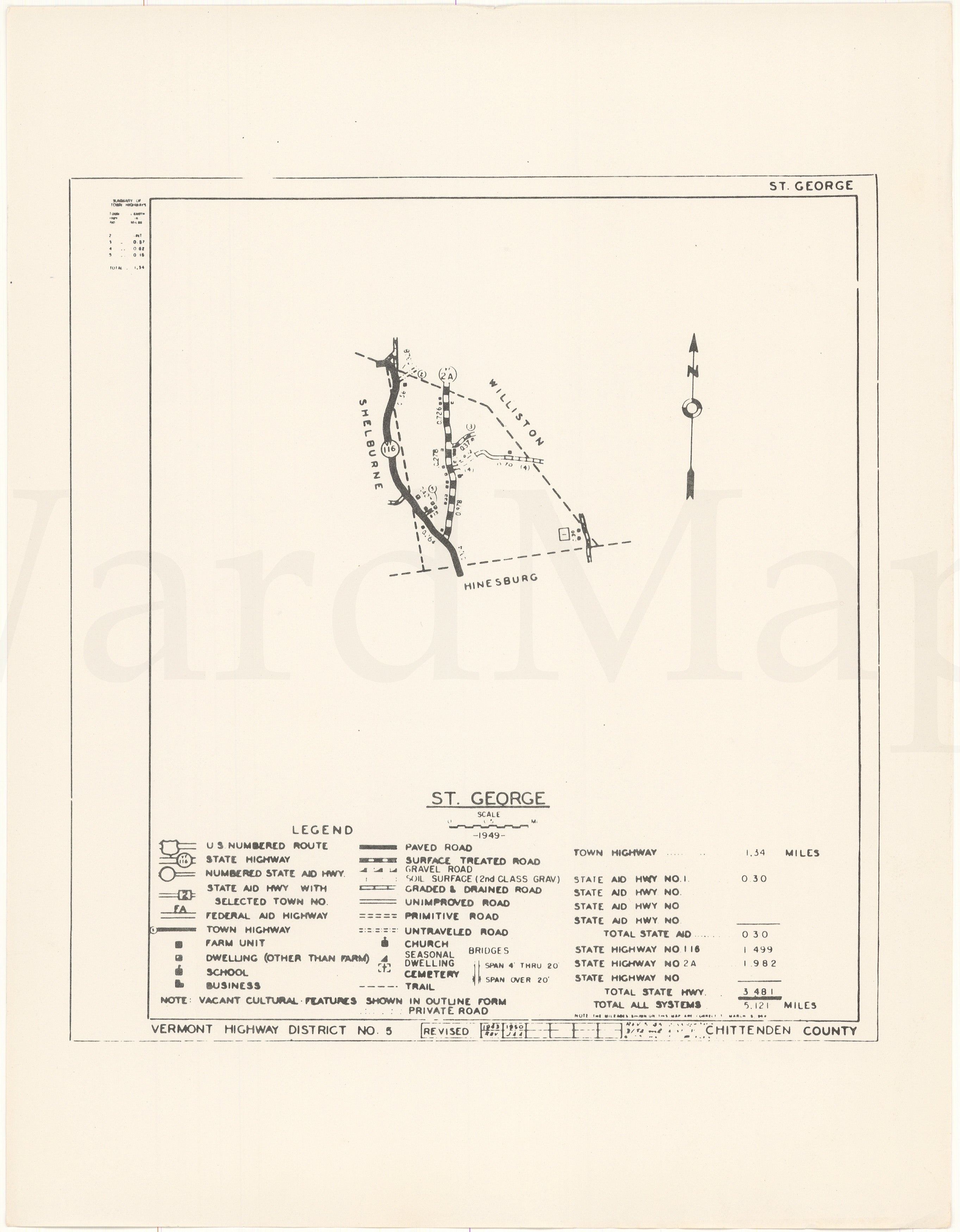Saint George, Vermont Circa 1960s – WardMaps LLC