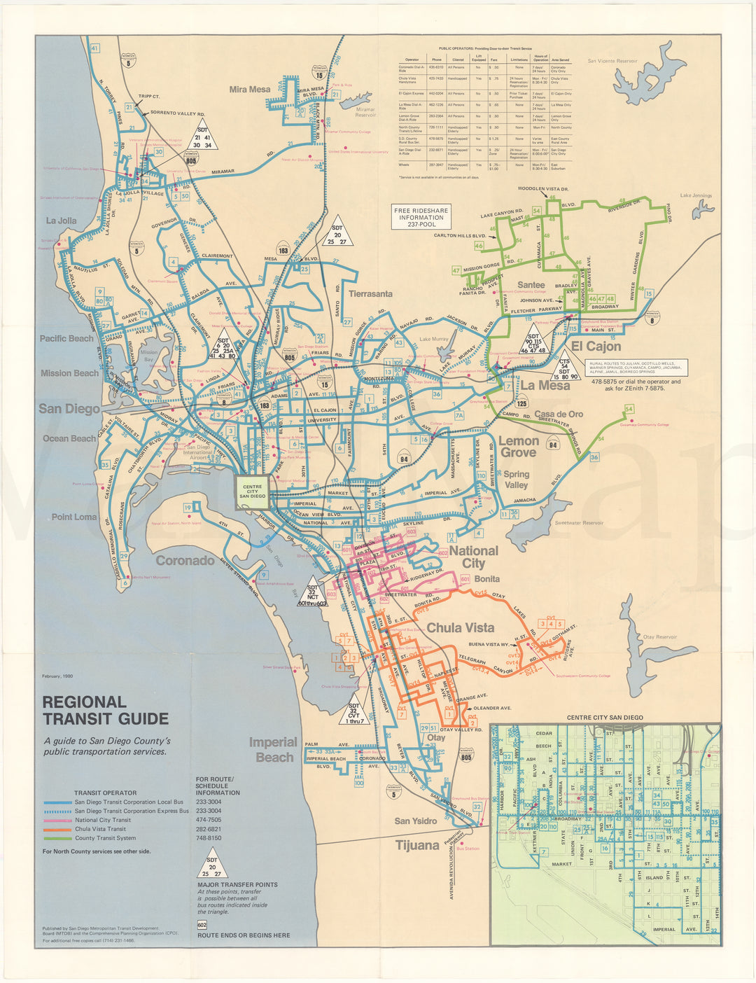 San Diego (California) Regional Transit Guide 1980 (Side A)