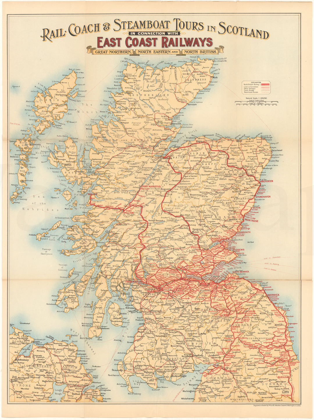 Scotland Map Loco Scotland Rail, Coach, and Steamboat Tours Circa 1910 – WardMaps LLC