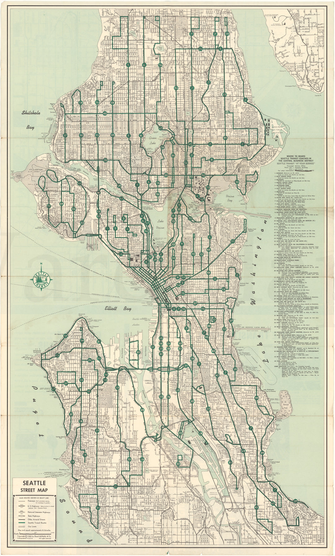 Seattle Transit Map Ripped Seattle Transit (Washington) Bus System Map 1968 (Side A) – WardMaps LLC