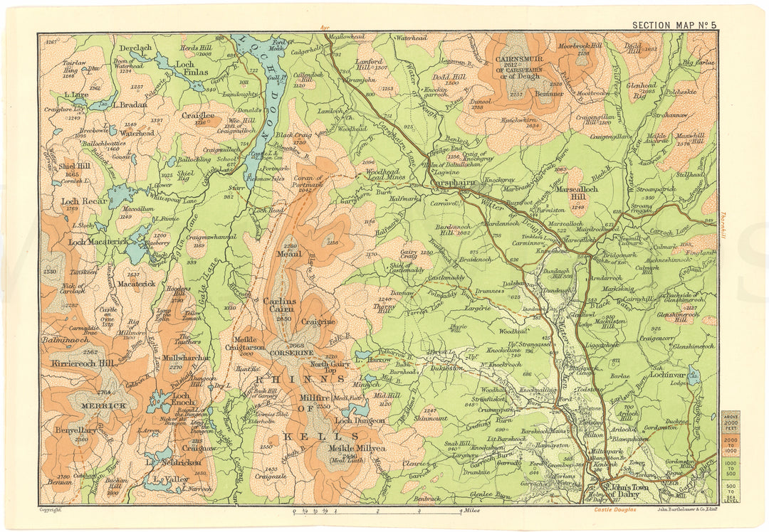 Scotland c.1910 Section Map 05: Rhinns of Kells - Loch Doon Region