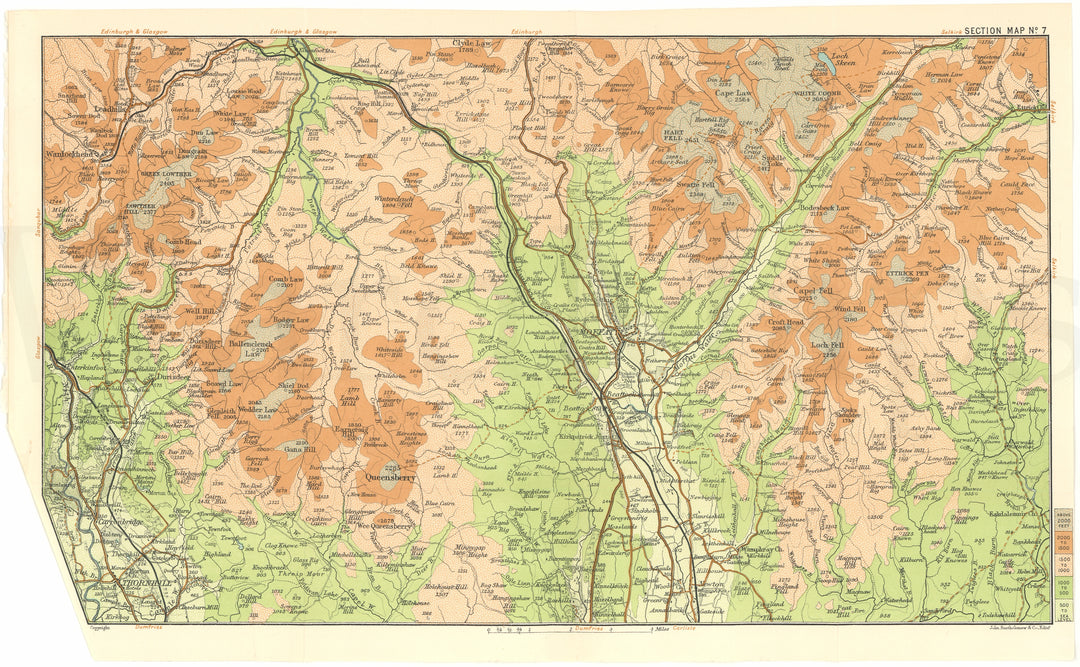 Scotland c.1910 Section Map 07: Lowther Hills Region