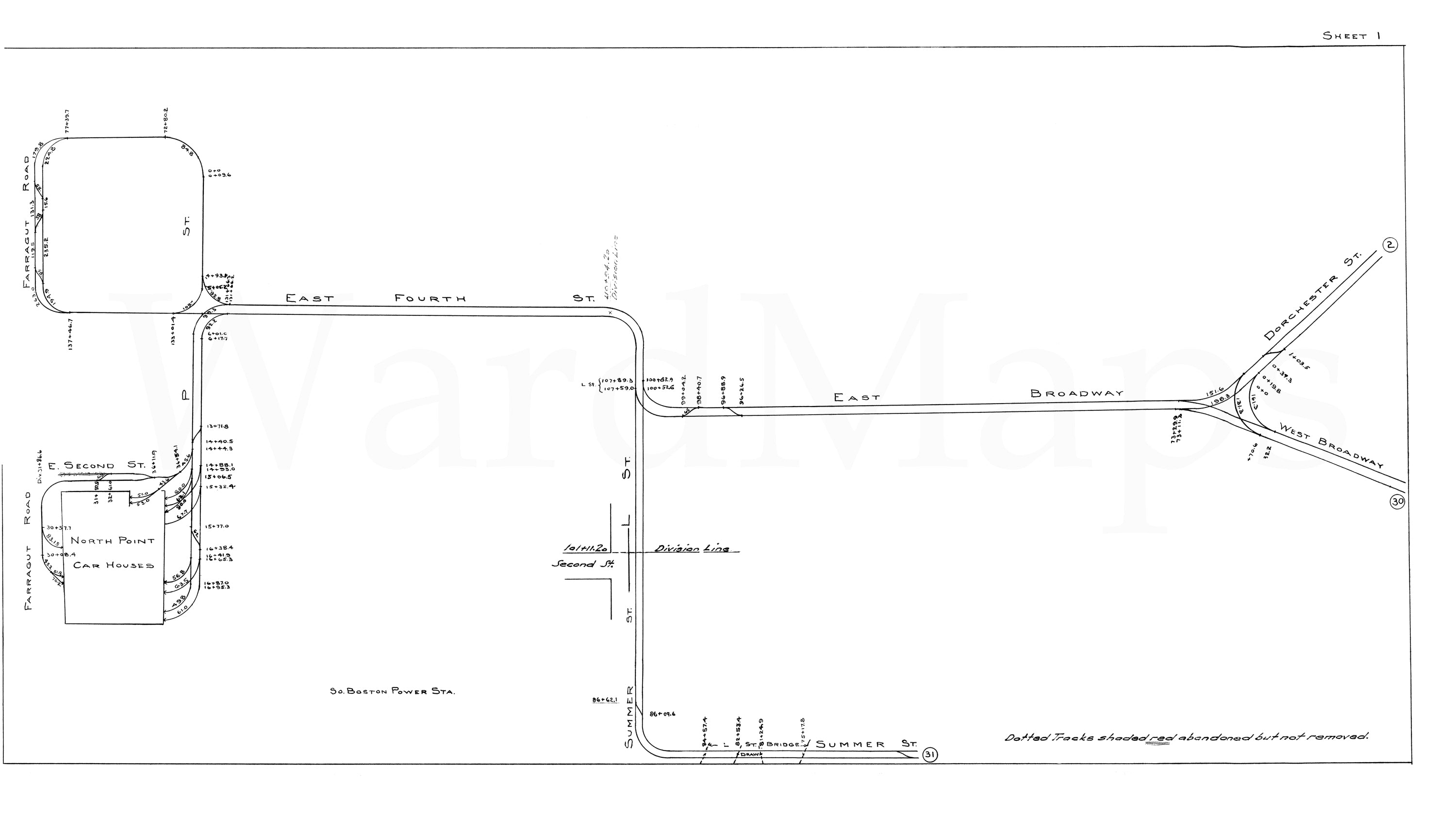 BERy Track Milage Map 1946 Plate 01: South Boston, Massachusetts ...