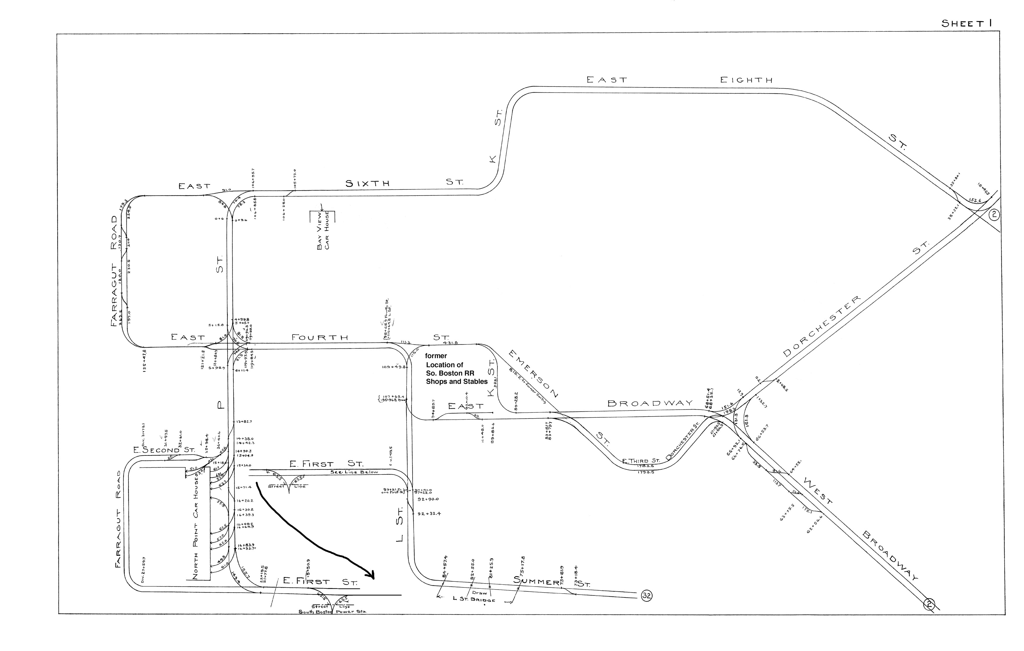 BERy Track Milage Map 1915 Plate 01: South Boston, Massachusetts ...