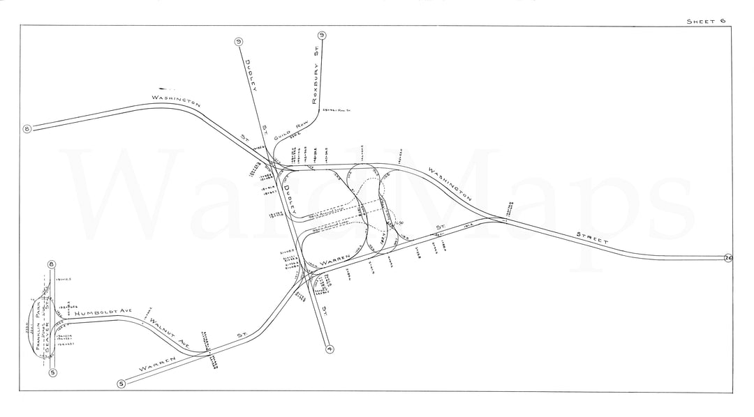 BERy Track Milage Map 1946 Plate 06: Roxbury, Massachusetts
