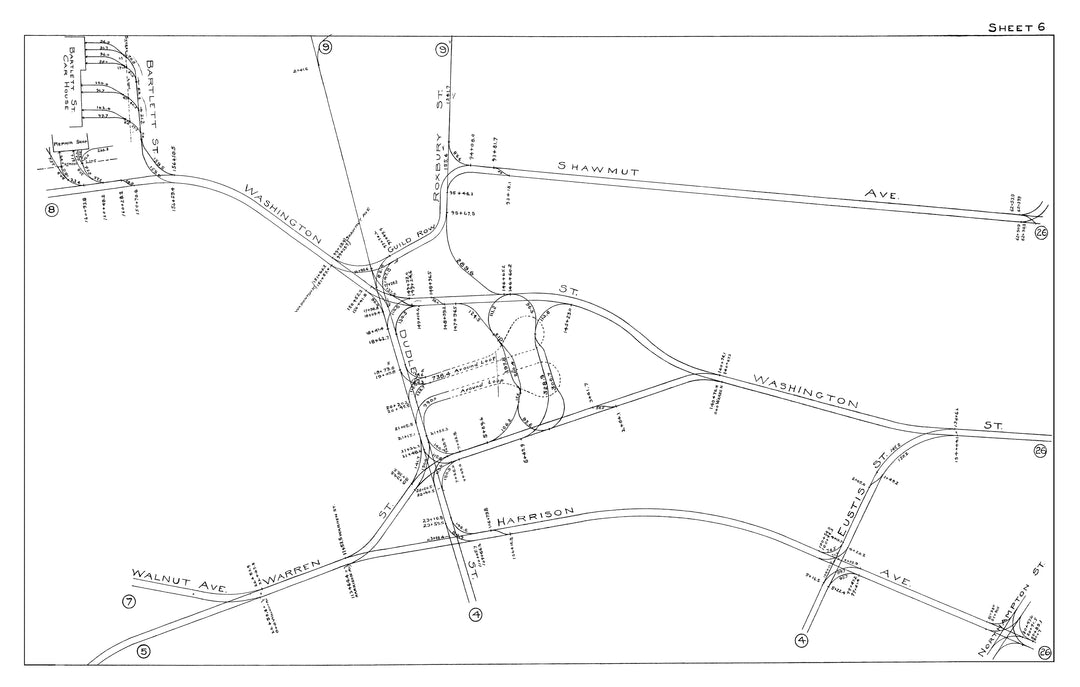 BERy Track Milage Map 1915 Plate 06: Roxbury, Massachusetts