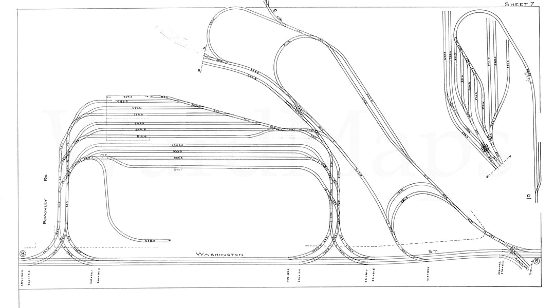 BERy Track Milage Map 1946 Plate 07: Jamaica Plain, Massachusetts (Arborway)