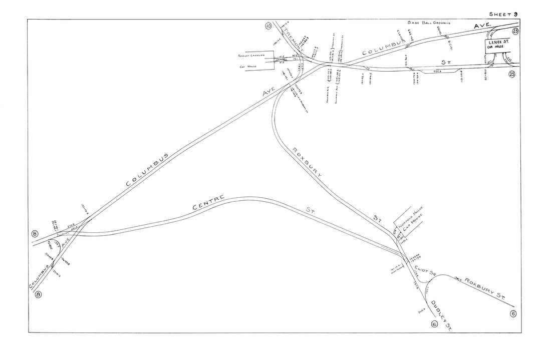 BERy Track Milage Map 1915 Plate 09: Roxbury, Massachusetts