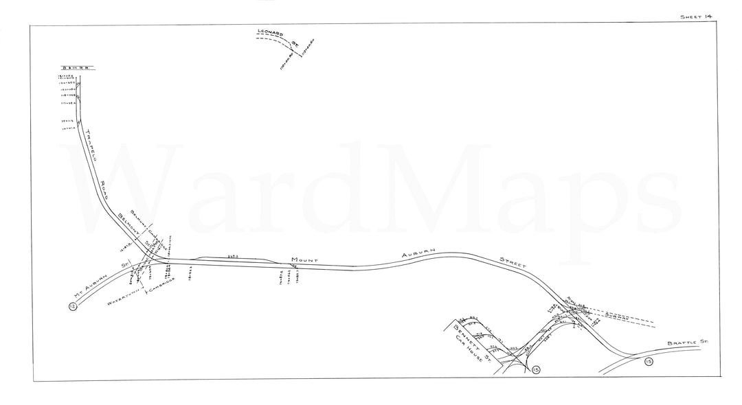 BERy Track Milage Map 1946 Plate 14: Belmont and Cambridge, Massachusetts