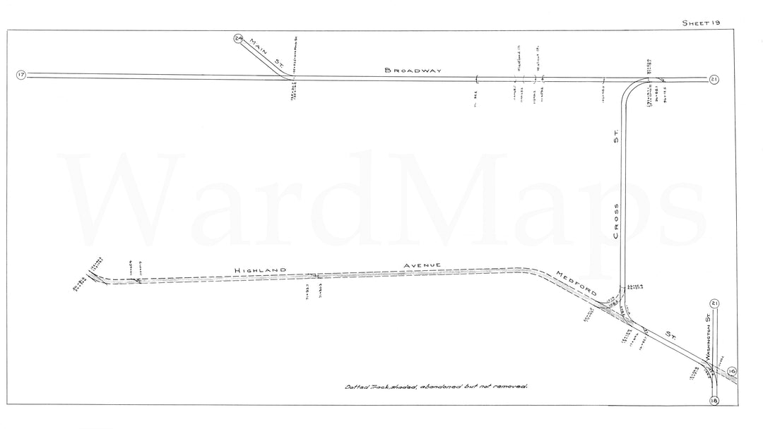 BERy Track Milage Map 1946 Plate 19: Somerville, Massachusetts