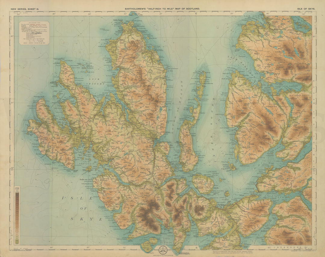 "Half-Inch to Mile" Scotland Circa 1920s Plate 19: Isle of Skye