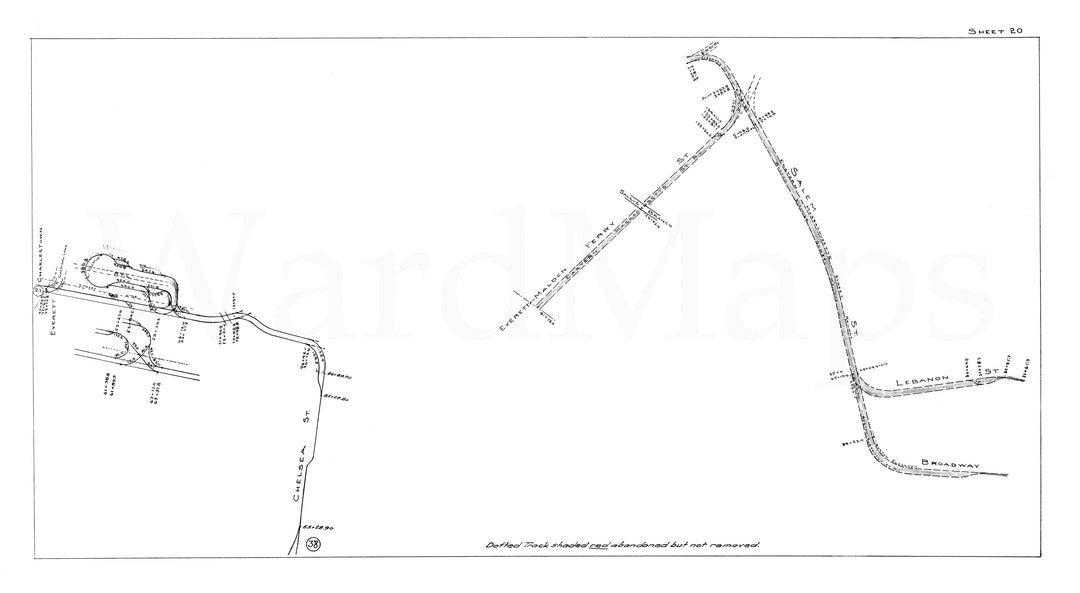 BERy Track Milage Map 1946 Plate 20: Everett and Malden, Massachusetts