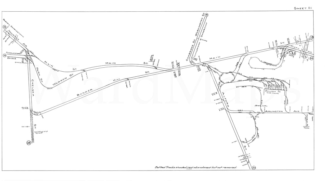 BERy Track Milage Map 1946 Plate 21: Charlestown, Massachusetts