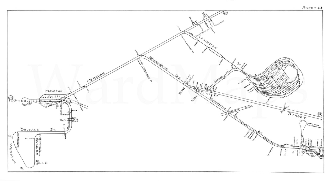 BERy Track Milage Map 1946 Plate 23: East Boston, Massachusetts