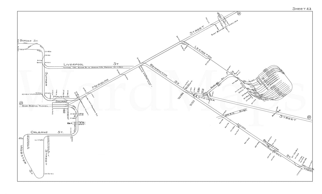 BERy Track Milage Map 1919 Plate 23: East Boston, Massachusetts