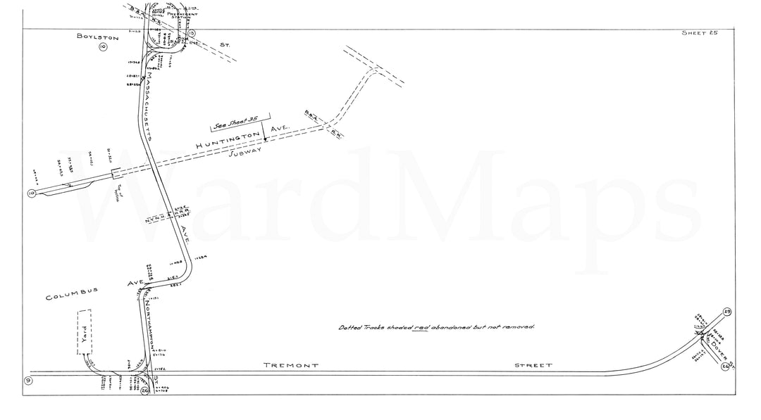 BERy Track Milage Map 1946 Plate 25: Boston and Roxbury, Massachusetts