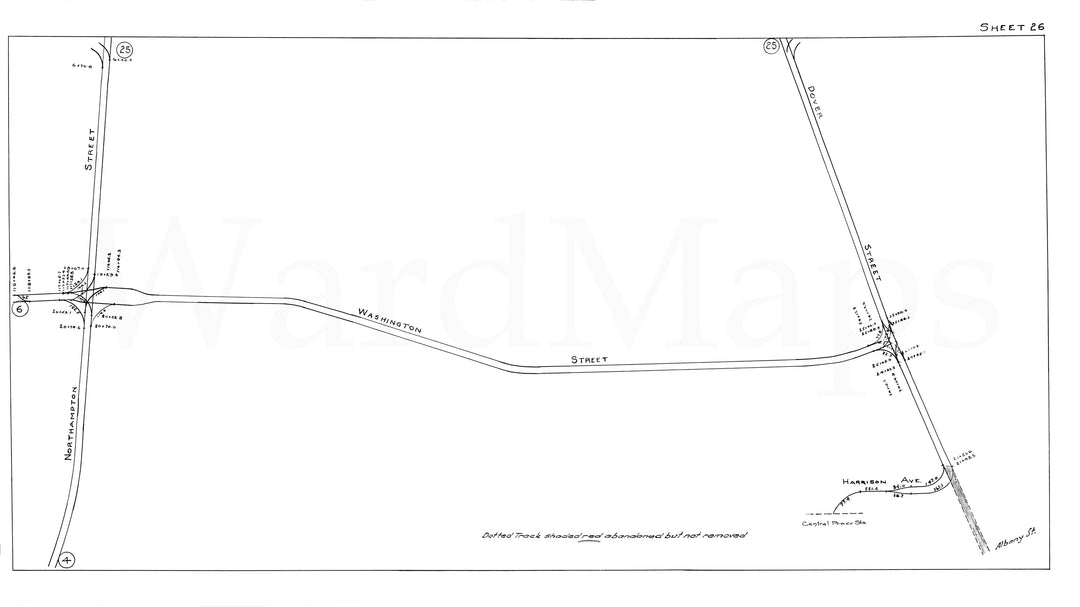 BERy Track Milage Map 1946 Plate 26: Boston and Roxbury, Massachusetts