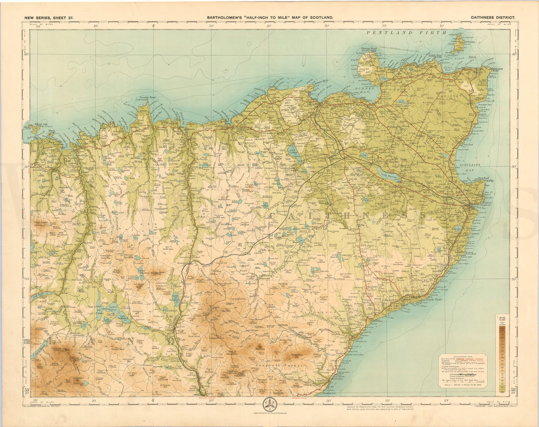 "Half-Inch to Mile" Scotland Circa 1920s Plate 27: Caithness