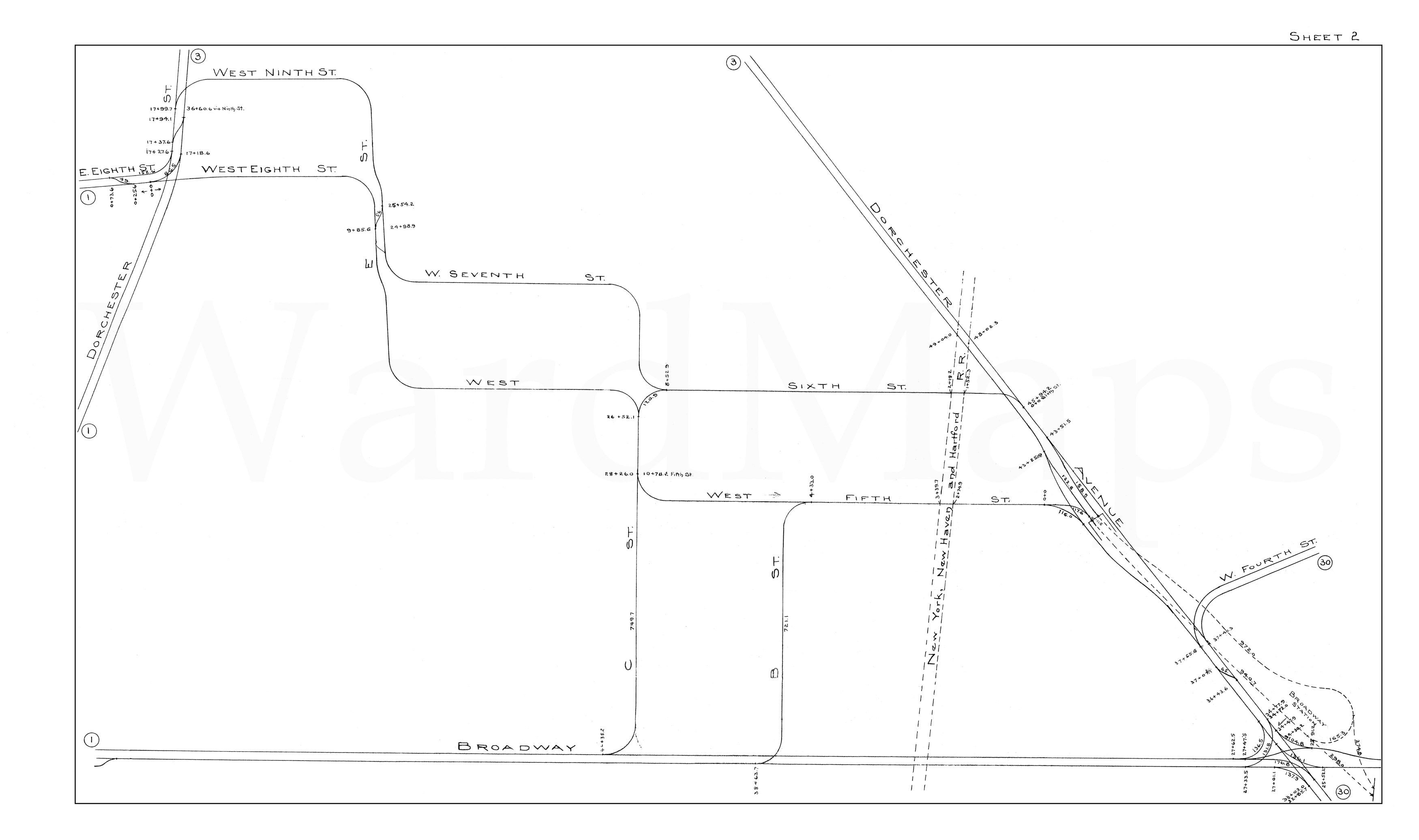 BERy Track Milage Map 1919 Plate 02: South Boston, Massachusetts ...